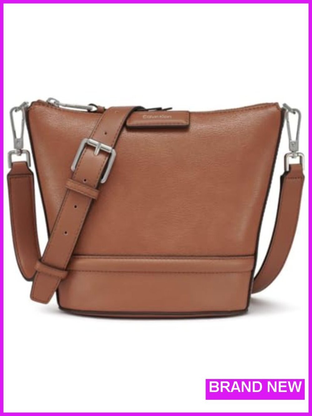 Vegan Leather Crossbody Bag with Zip and Slip Pockets